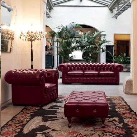 Vardagsrumskomposition med soffa, fåtölj och bänk Made in Italy - Spassoso Viadurini