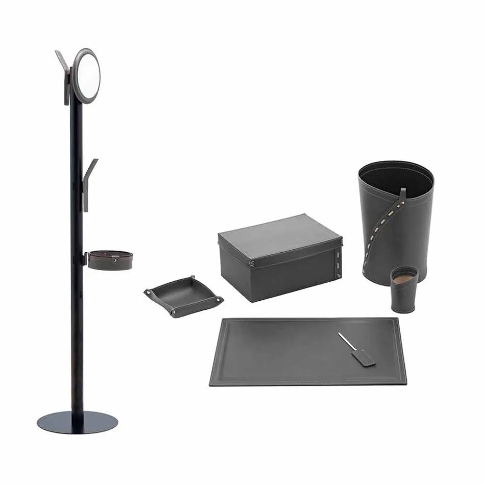 Kontorssammansättning för modern design i läder tillverkad i Italien - Andrea Viadurini