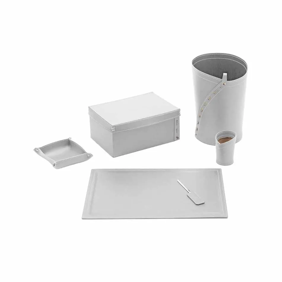 Kontorssammansättning för modern design i läder tillverkad i Italien - Andrea Viadurini