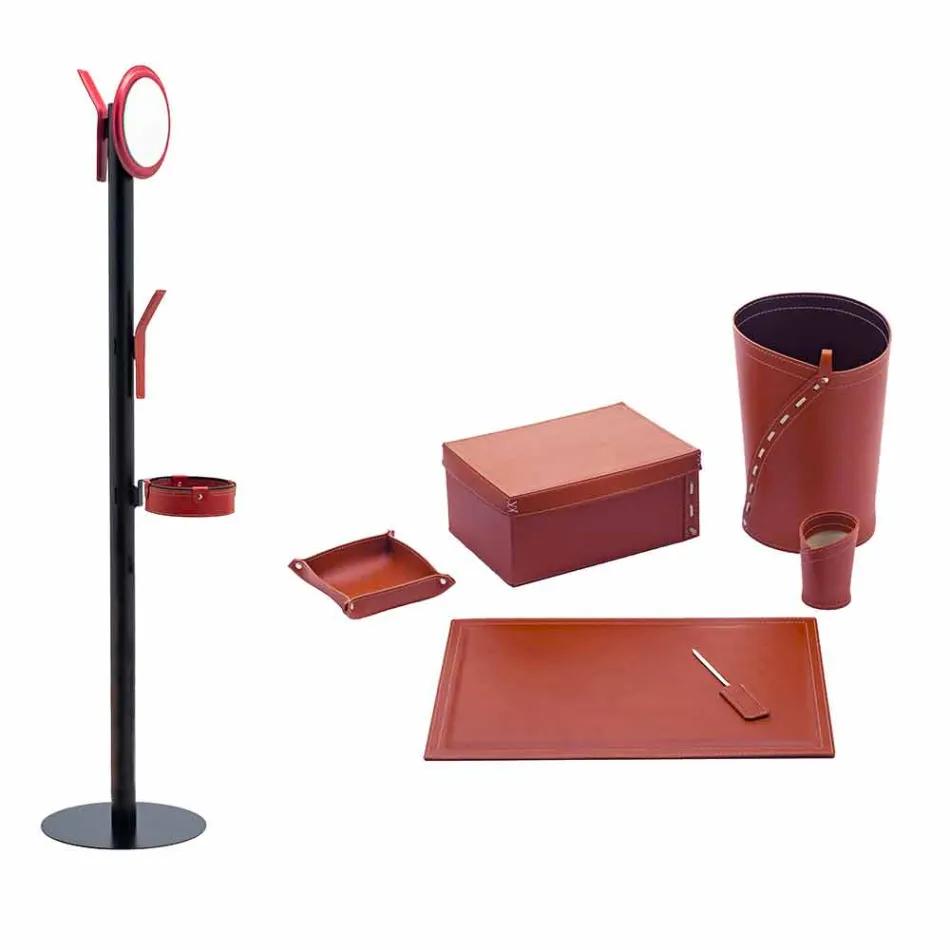 Kontorssammansättning för modern design i läder tillverkad i Italien - Andrea Viadurini