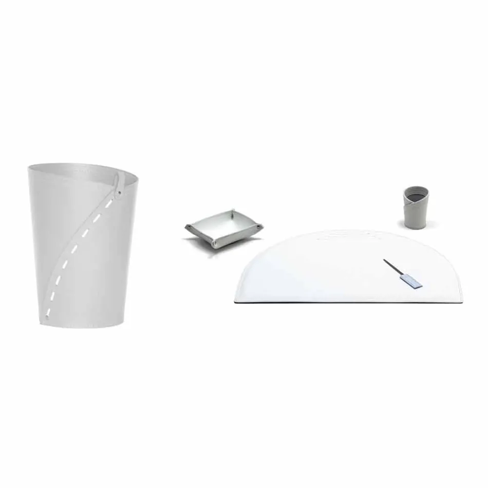 Modern regenererad läderkontorsammansättning Tillverkad i Italien - Meduna Viadurini