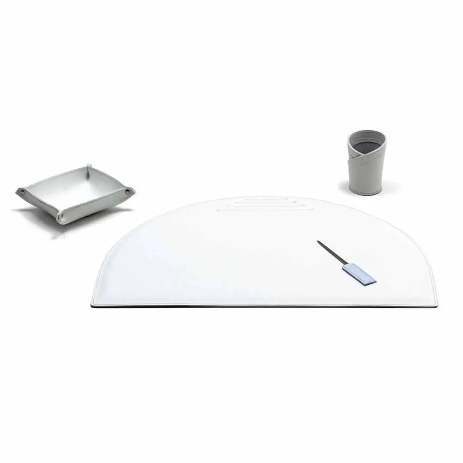 Modern regenererad läderkontorsammansättning Tillverkad i Italien - Meduna Viadurini