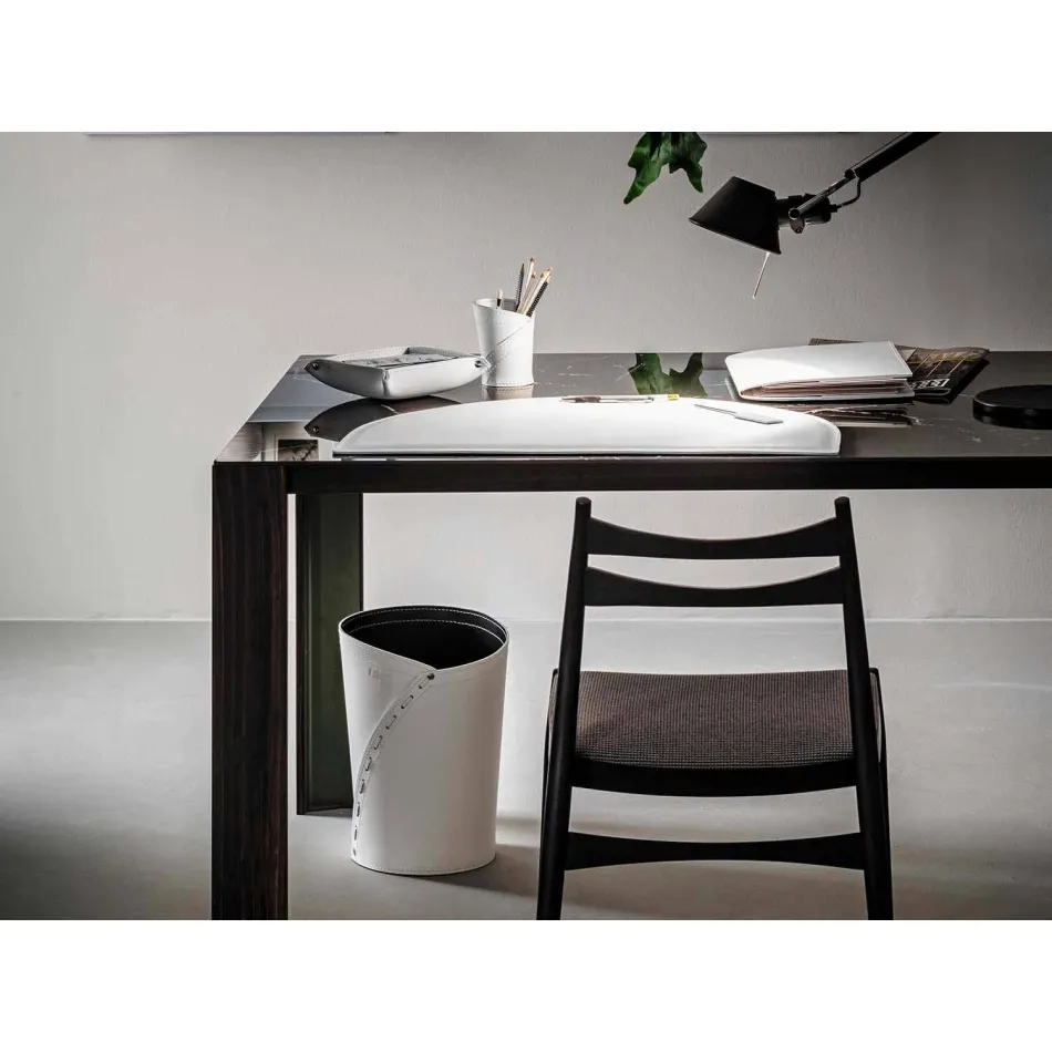 Modern regenererad läderkontorsammansättning Tillverkad i Italien - Meduna Viadurini