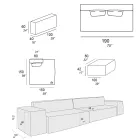 Sammansättning av 1 puff med ryggstöd, 1 puff och 1 halvö - bisarrt Viadurini