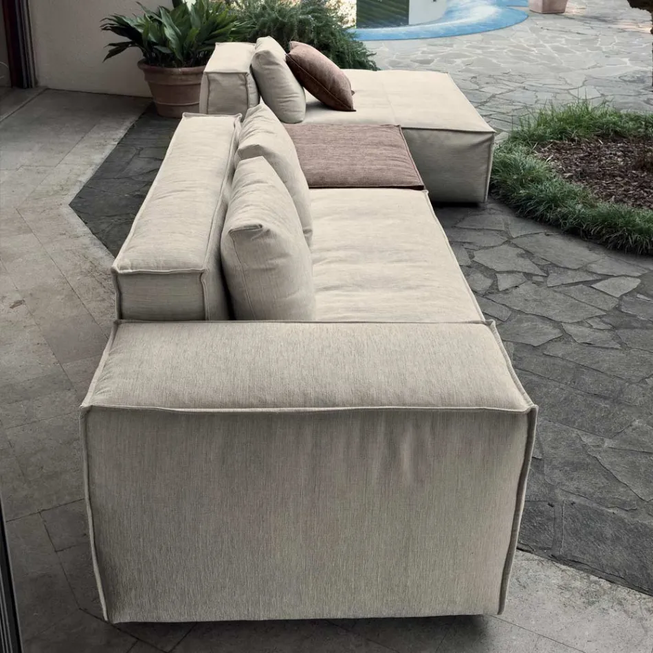 Sammansättning av 1 puff med ryggstöd, 1 puff och 1 halvö - bisarrt Viadurini