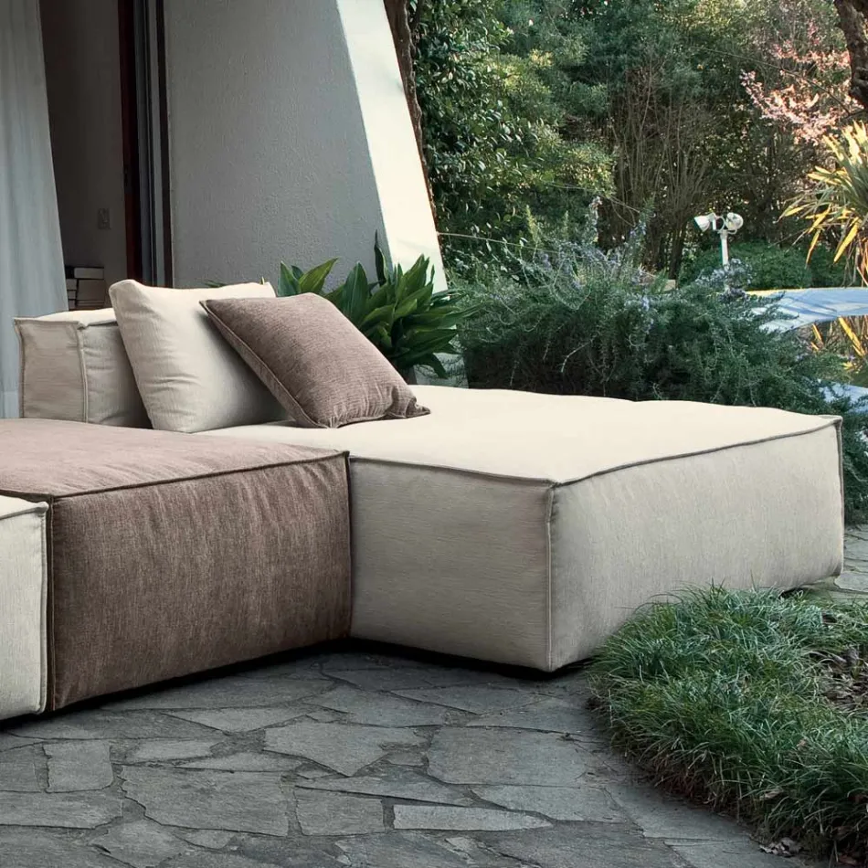 Sammansättning av 1 puff med ryggstöd, 1 puff och 1 halvö - bisarrt Viadurini