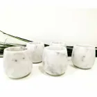 Sammansättning av 2 glas i vit Carrara-marmor Tillverkad i Italien - Dolla Viadurini