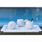 Sammansättning av 2 glas i vit Carrara-marmor Tillverkad i Italien - Dolla Viadurini