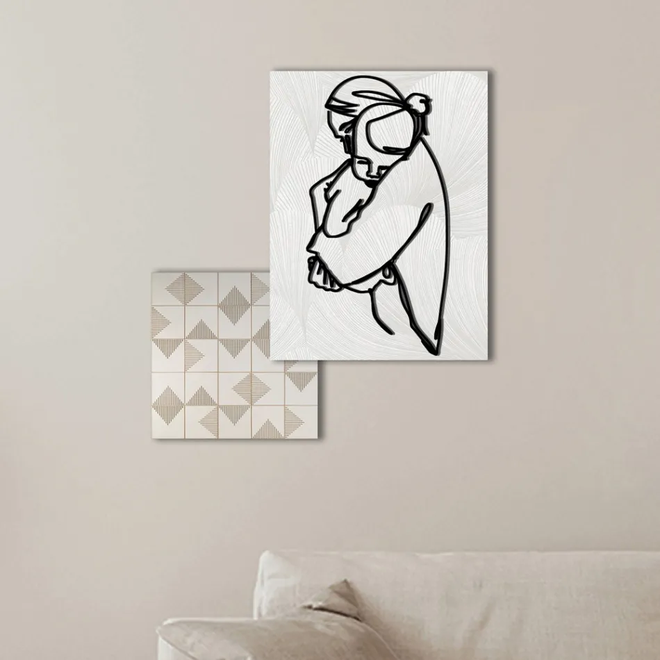 Sammansättning av 2 paneler med stilisering av en kram tillverkad i Italien - Kyoko Viadurini