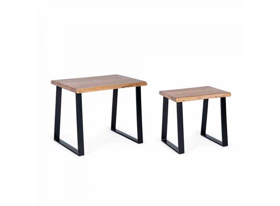 Sammansättning av 2 kaffebord i trä och stål Homemotion - Artur Viadurini