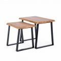 Sammansättning av 2 kaffebord i trä och stål Homemotion - Artur