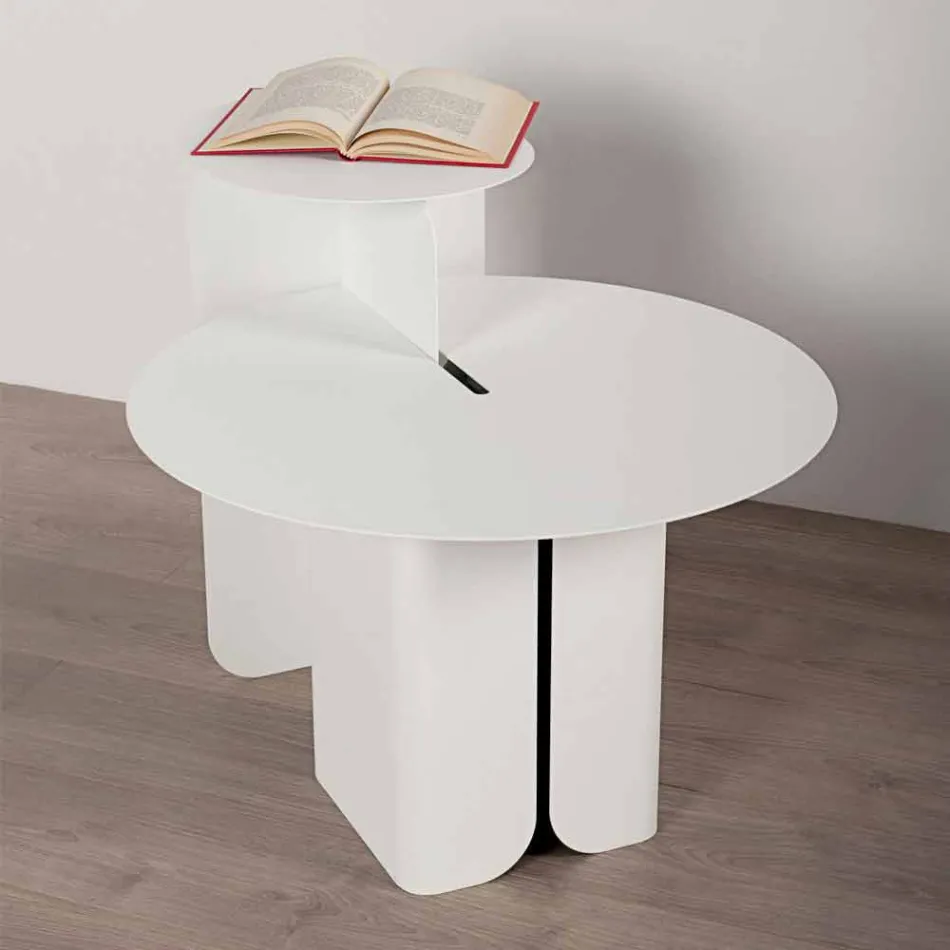 Sammansättning av 2 moderna kaffebord i stål tillverkat i Italien - poppel Viadurini