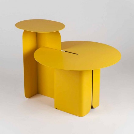 Sammansättning av 2 moderna kaffebord i stål tillverkat i Italien - poppel Viadurini