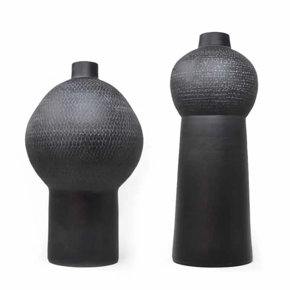 Sammansättning av 2 dekorativa vaser i dekorerad keramik - Lampedusa Viadurini