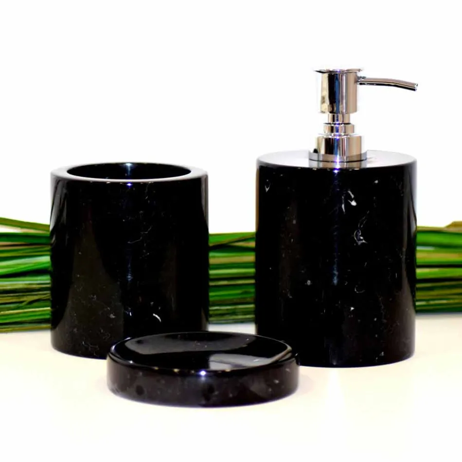 Sammansättning av 3 badrumstillbehör i polerad marmor Tillverkad i Italien - Trevio Viadurini