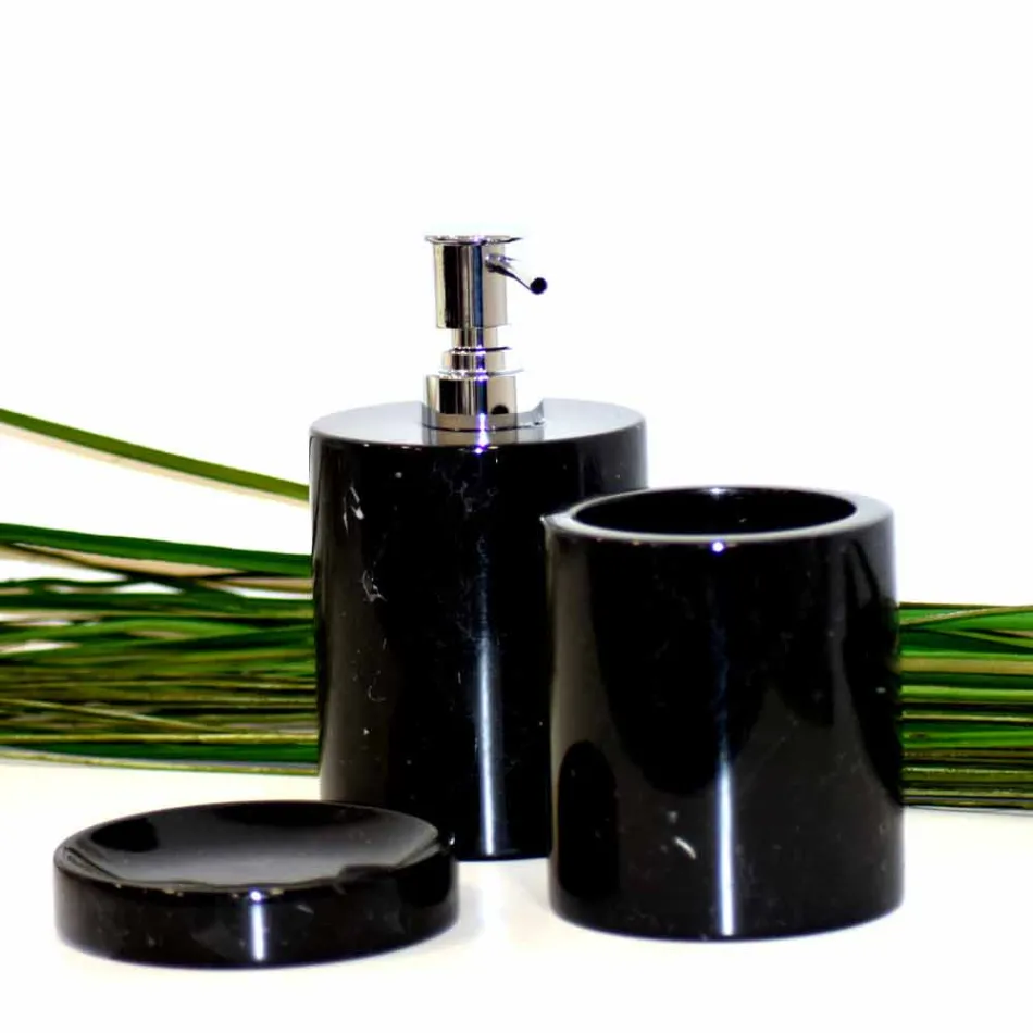 Sammansättning av 3 badrumstillbehör i polerad marmor Tillverkad i Italien - Trevio Viadurini