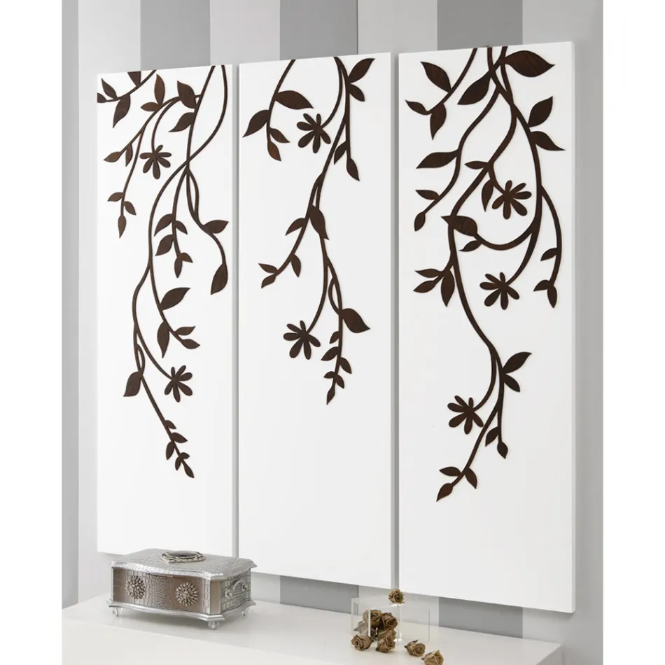 Sammansättning av 3 paneler som visar 3 grenar och löv tillverkade i Italien - Barney Viadurini