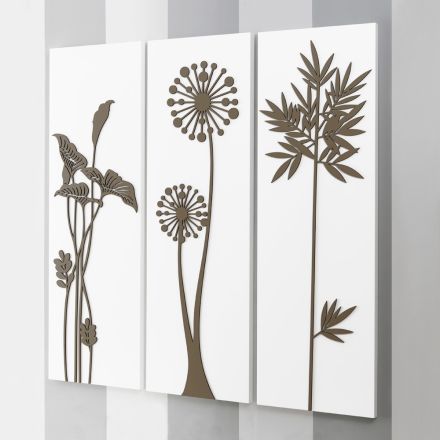 Sammansättning av 3 paneler som visar duschmunstycken och löv tillverkade i Italien - Eduardo Viadurini