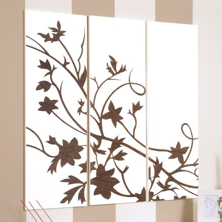Sammansättning av 3 paneler som visar en gren med löv tillverkade i Italien - Ashton Viadurini