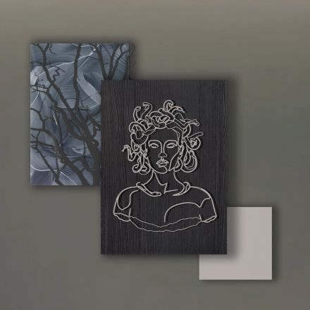 Sammansättning av 3 paneler med stilisering av Medusa Made in Italy - Ichika Viadurini