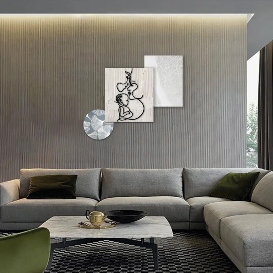 Sammansättning av 3 paneler med stilisering av kärlek Made in Italy - Keina Viadurini