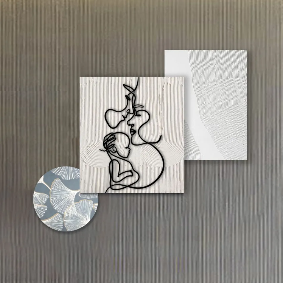 Sammansättning av 3 paneler med stilisering av kärlek Made in Italy - Keina Viadurini