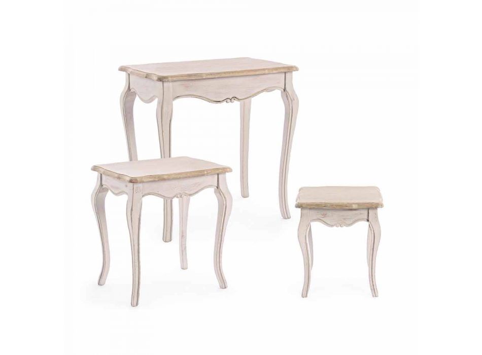 Sammansättning av tre klassiska designkaffebord av trä Homemotion - Classic Viadurini