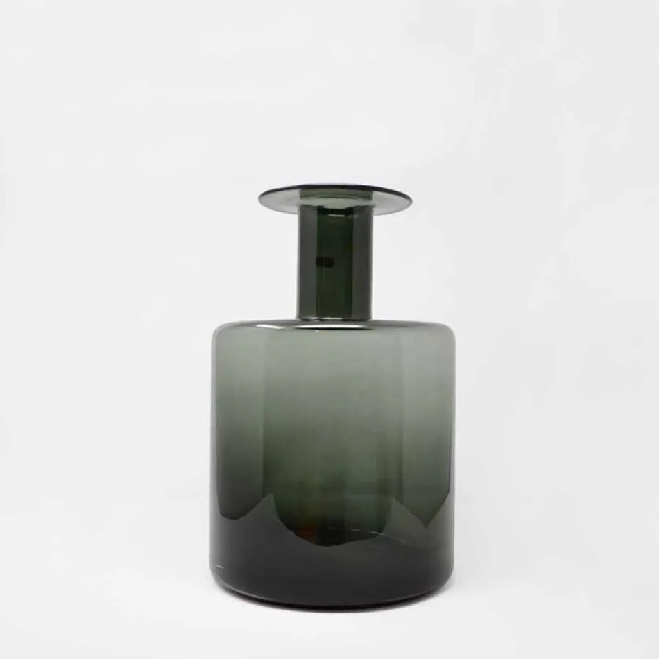 Sammansättning av 3 dekorativa vaser i rökt, blått och ametistglas - oändlighet Viadurini