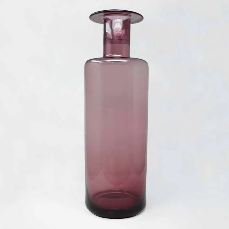 Sammansättning av 3 dekorativa vaser i rökt, blått och ametistglas - oändlighet Viadurini