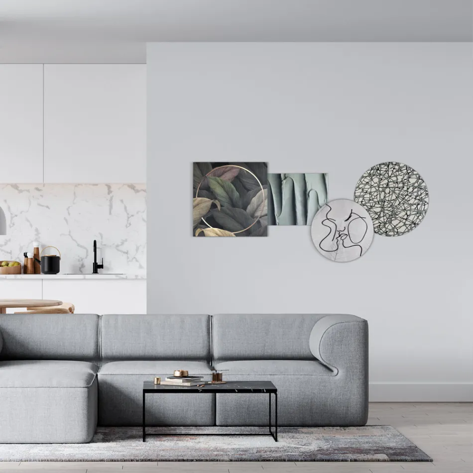 Sammansättning av 4 paneler med stilisering av kyssen Made in Italy - Kanna Viadurini