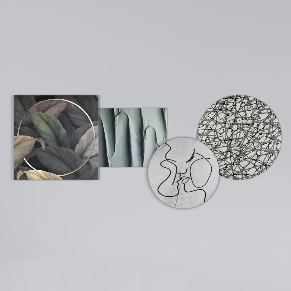 Sammansättning av 4 paneler med stilisering av kyssen Made in Italy - Kanna Viadurini