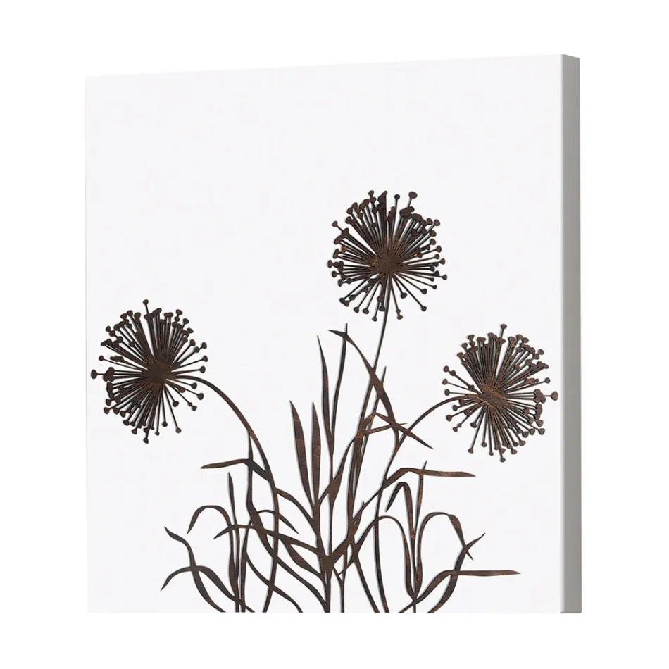 Sammansättning av 4 paneler med hortensior, allium och thyfa tillverkade i Italien - beräkning Viadurini