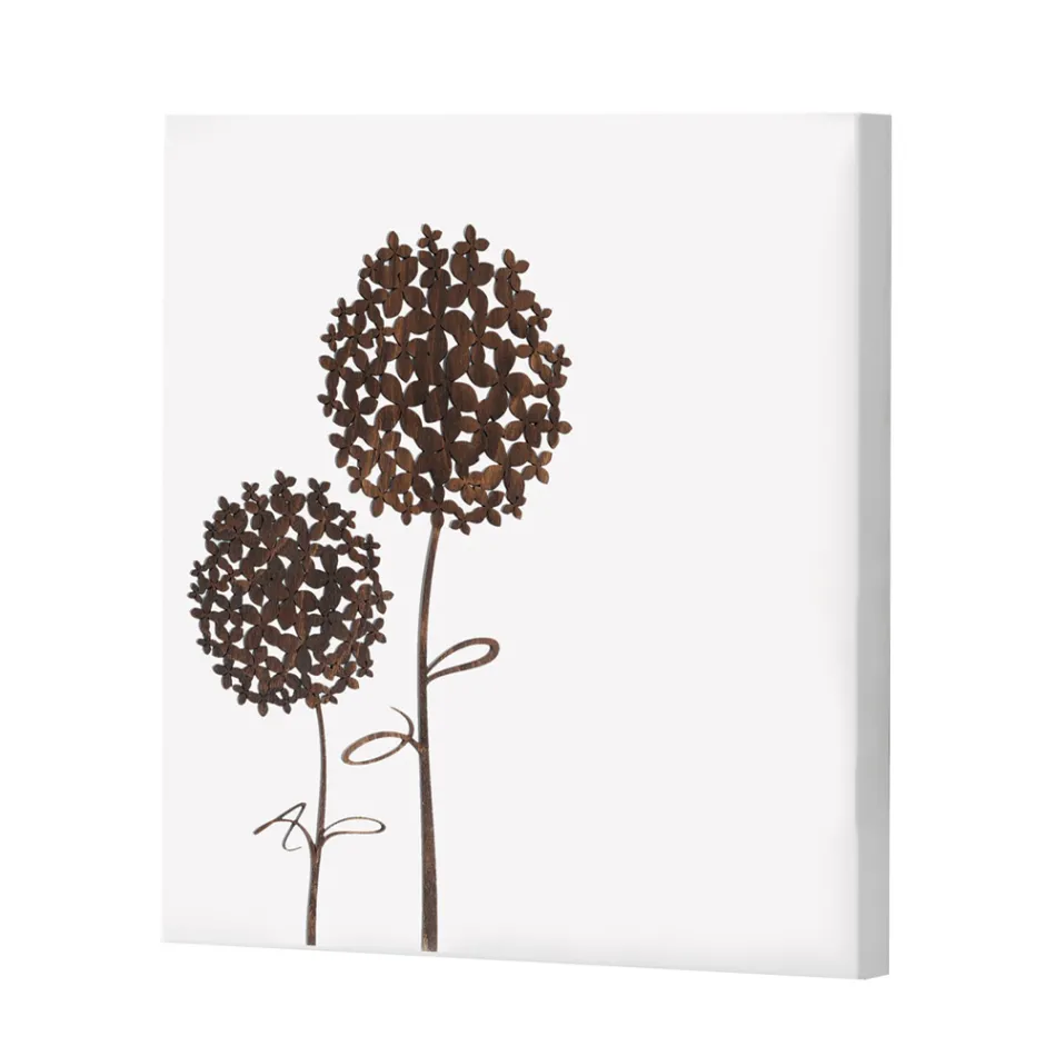 Sammansättning av 4 paneler med hortensior, allium och thyfa tillverkade i Italien - beräkning Viadurini