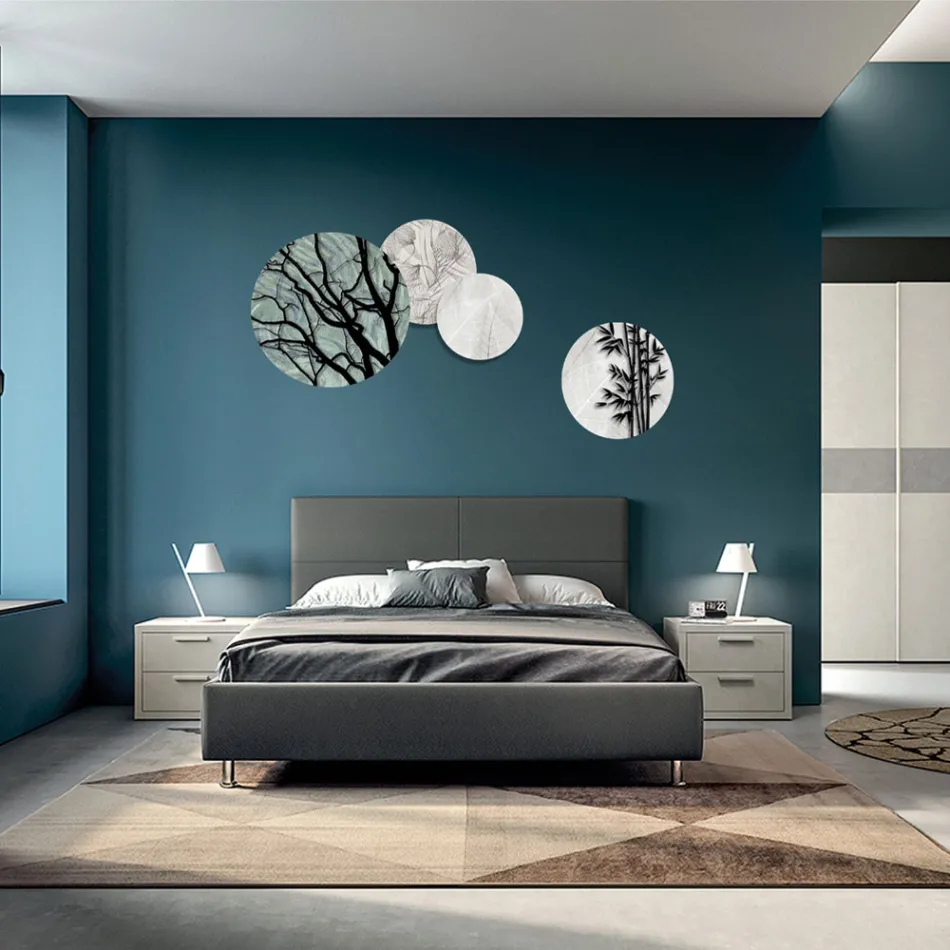 Sammansättning av 4 runda paneler gjorda med laser gjorda i Italien - Maeko Viadurini