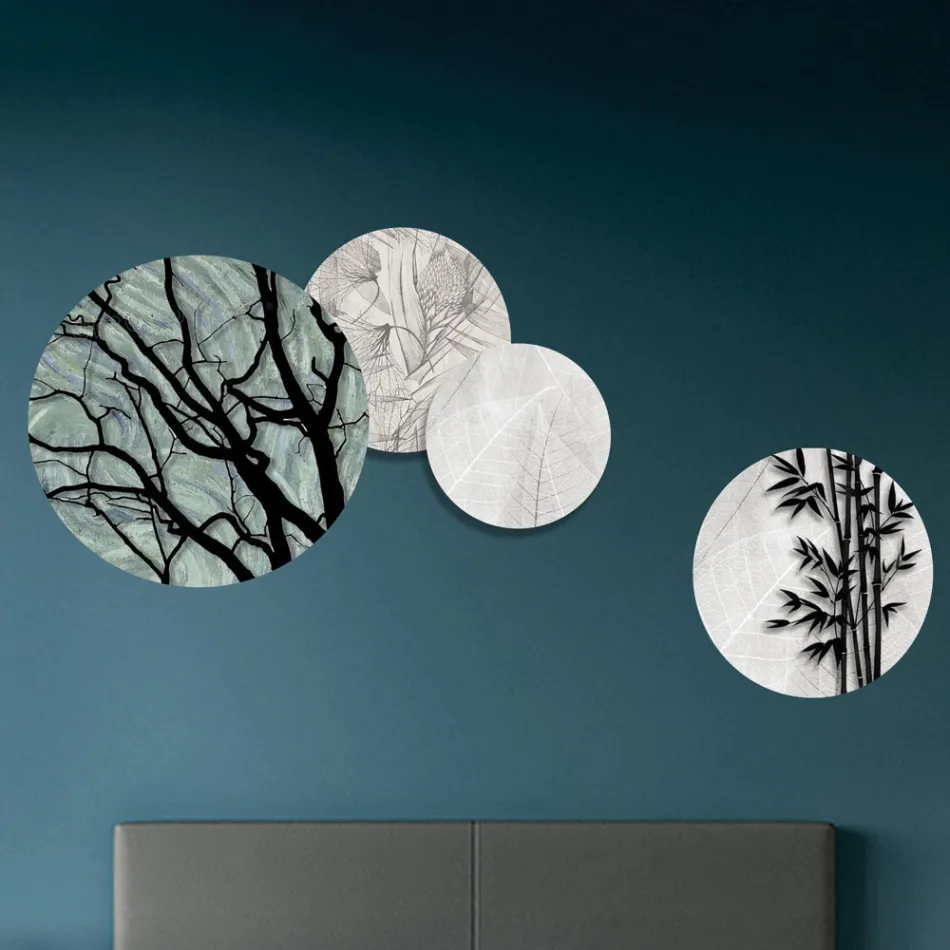 Sammansättning av 4 runda paneler gjorda med laser gjorda i Italien - Maeko Viadurini