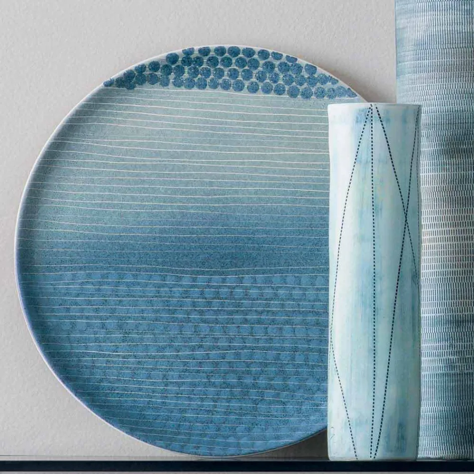 Sammansättning av 4 vaser och mittpunkt i handmålat porslin - Liberio Viadurini