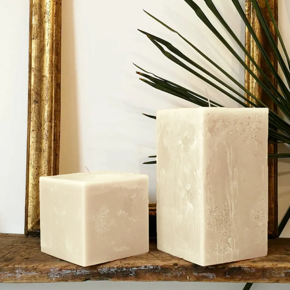 Sammansättning av fyrkantiga vaxljus tillverkade i Italien, 3 delar - Mondelle Viadurini