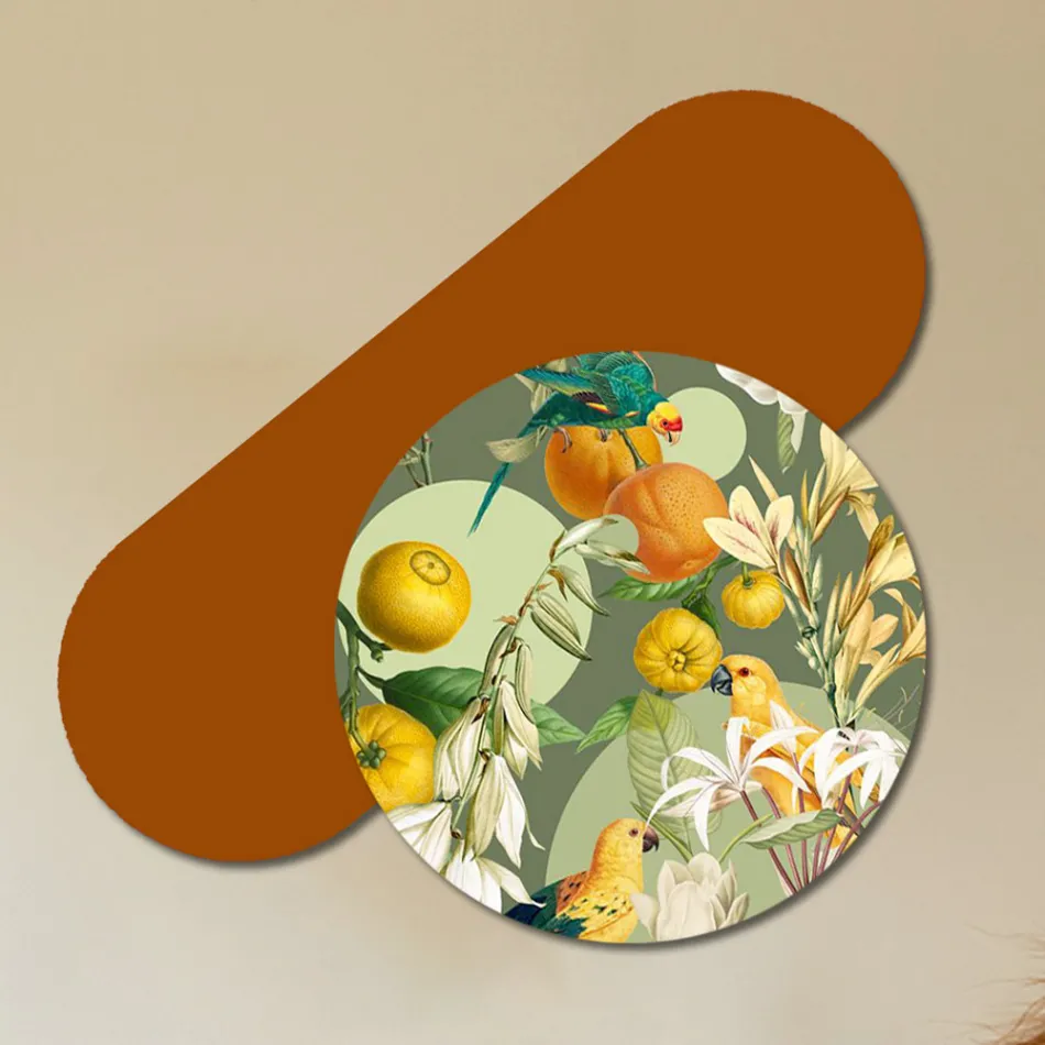 Sammansättning av trämålningar med papegojtryck gjord i Italien - Egypten Viadurini