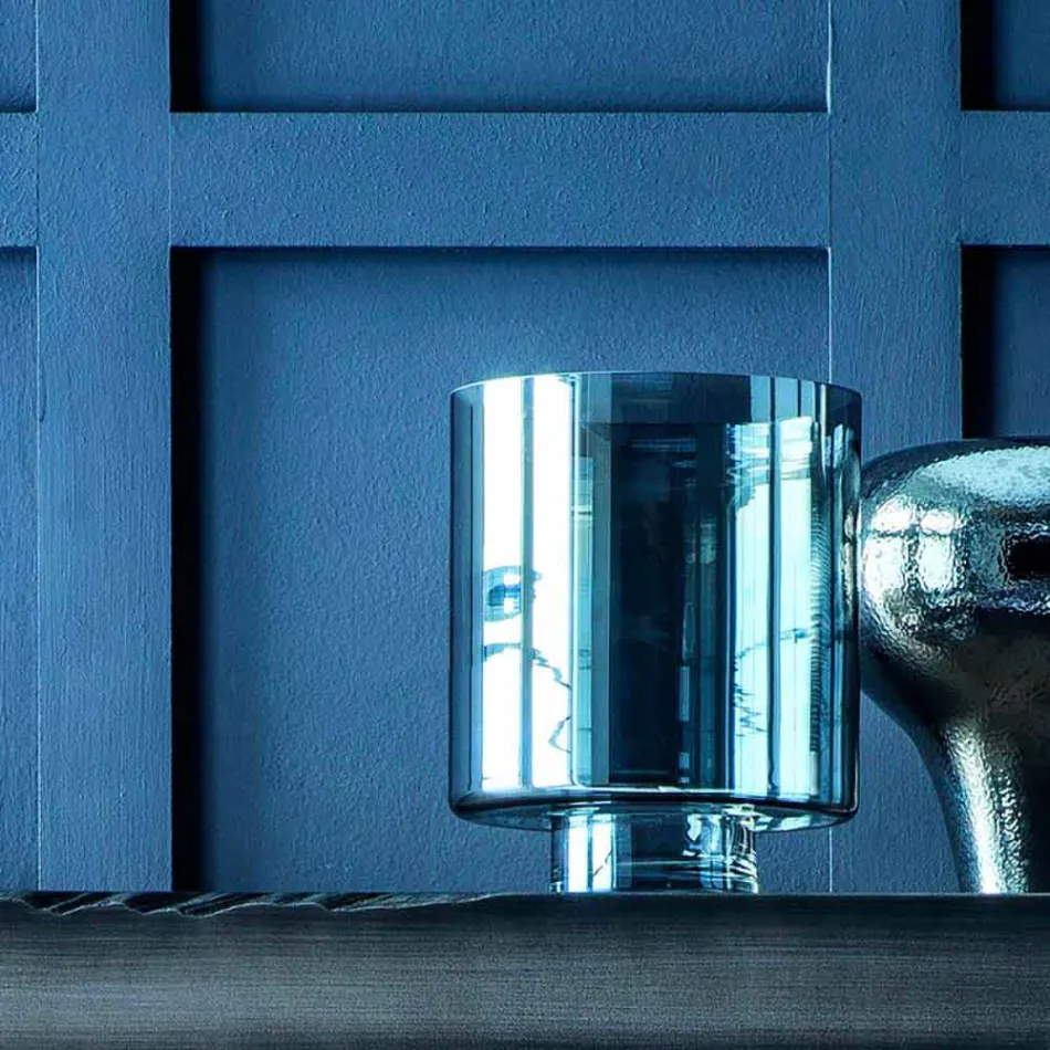 Sammansättning av dekorativa vaser i dekorerat keramik och rökt glas - monil Viadurini