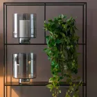 Sammansättning av dekorativa vaser i dekorerat keramik och rökt glas - monil Viadurini