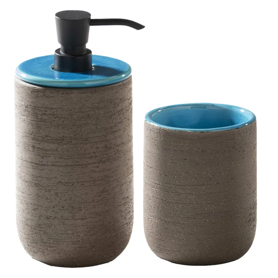 Fristående badrumsskåp Sammansättning Blå Färg inklusive tillbehör - Maryse Viadurini