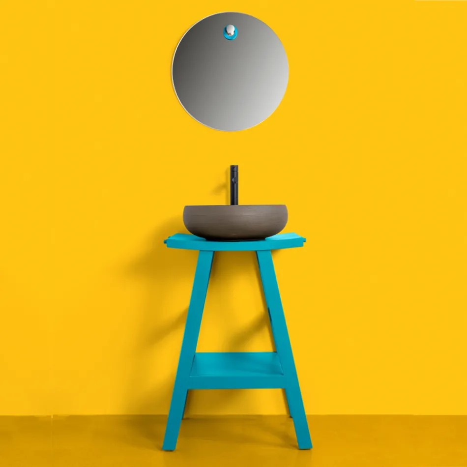 Fristående badrumsskåp Sammansättning Blå Färg inklusive tillbehör - Maryse Viadurini