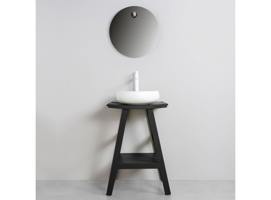 Svart badrumsskåp, komplett med spegel och tillbehör - Maryse Viadurini