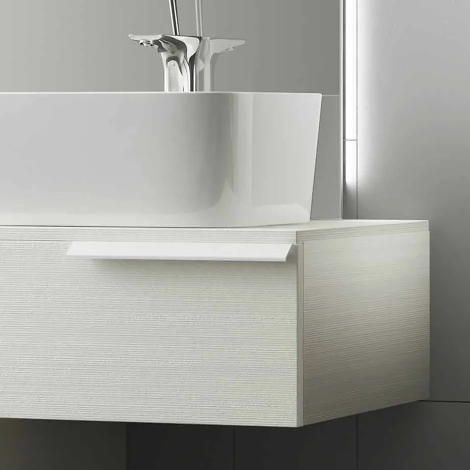 Lycklig modern lackerad trähängande badrumsmöbler Viadurini