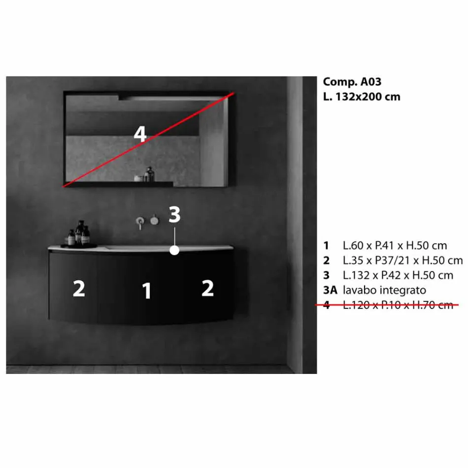 Upphängd badrumsmöbelkomposition för modern design - Callisi3 Viadurini
