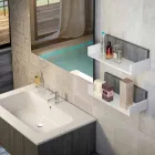 Trä möbler komposition gjord i Italien förlängning badrum Viadurini