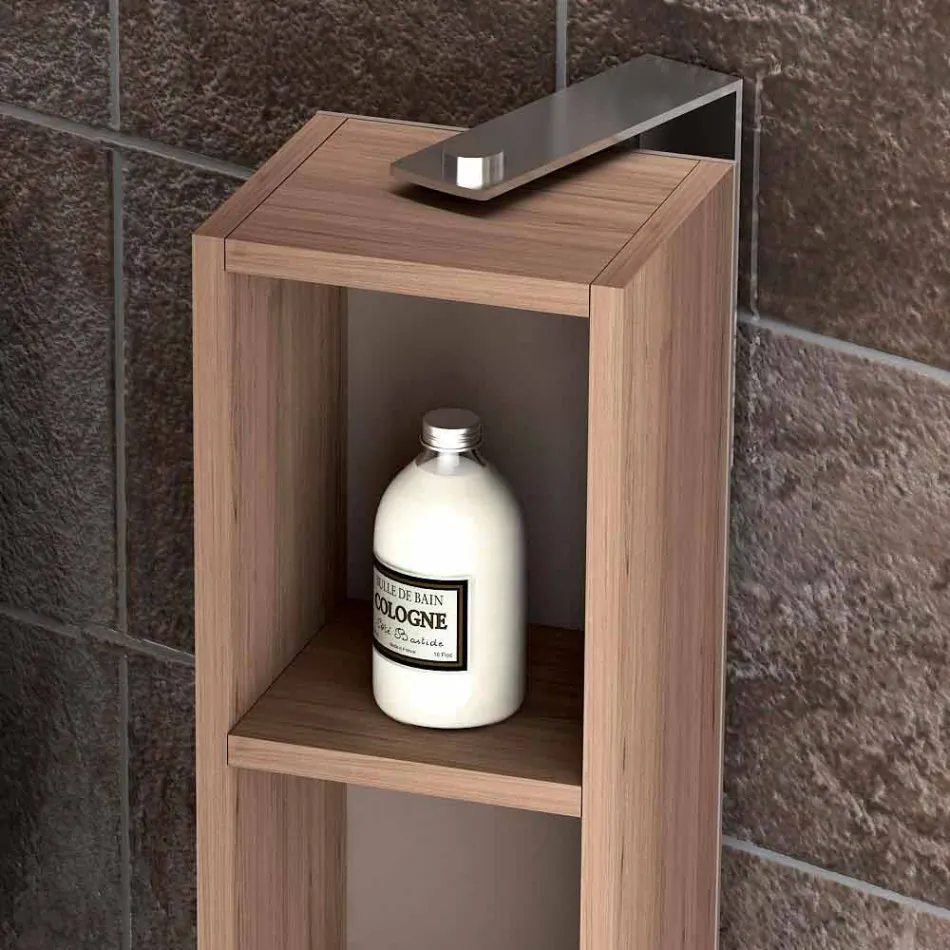 Sammansättning av hängande trä design badrumsmöbler gjort Italien Genova Viadurini