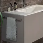 Sammansättning av hängande trä design badrumsmöbler gjort Italien Genova Viadurini