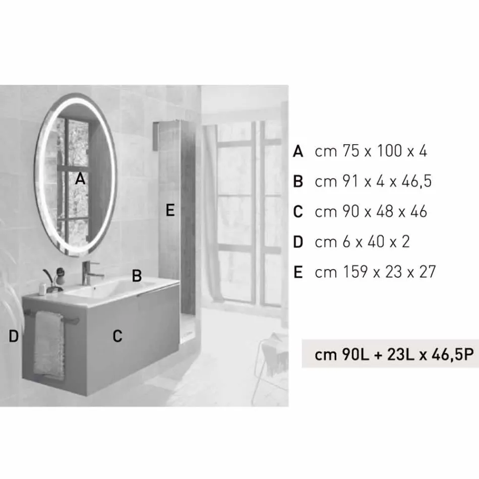 Sammansättning av hängande trä design badrumsmöbler gjort Italien Genova Viadurini