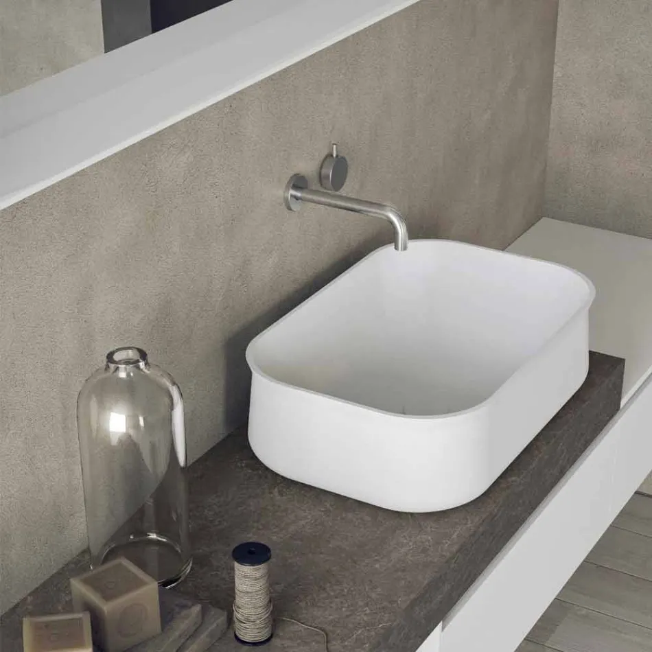 Modern och upphängd sammansättning av designade badrumsmöbler - Callisi2 Viadurini